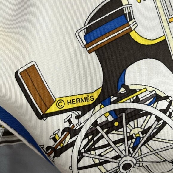 HERMES Carre 90 Navy Gray Multi Scarf 308-071225 - Picture 4 of 6